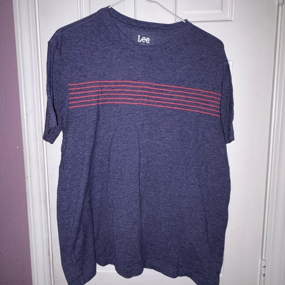 Lee Men's Heather Blue Tee with Red Accents
